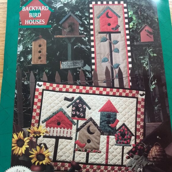 Vintage 90s Birdhouse Quilt Sewing Pattern Wallhanging "Backyard Birdhouses" Deb - Picture 3 of 5